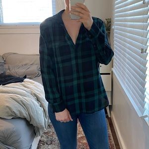 Lou&Grey Plaid Split-Neck Top